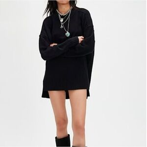 NWOT FREE PEOPLE Phoebe Wool Blend Pullover Sweater | Black MSRP $168 Oversized
